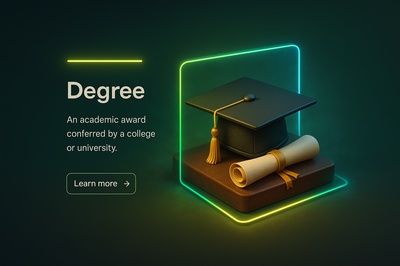 3D Scene of a Graduation Degree with Neon Accents