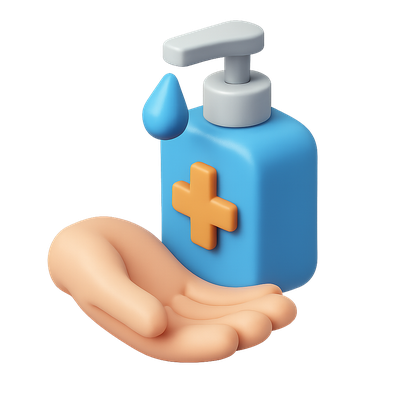 3D Icon of a Soap Dispenser and Hand Illustration