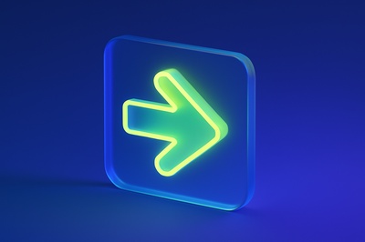 Glowing 3D Arrow Icon with Transparent Elements