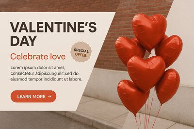 Valentine's Day Balloons with Copy Space for Promotions