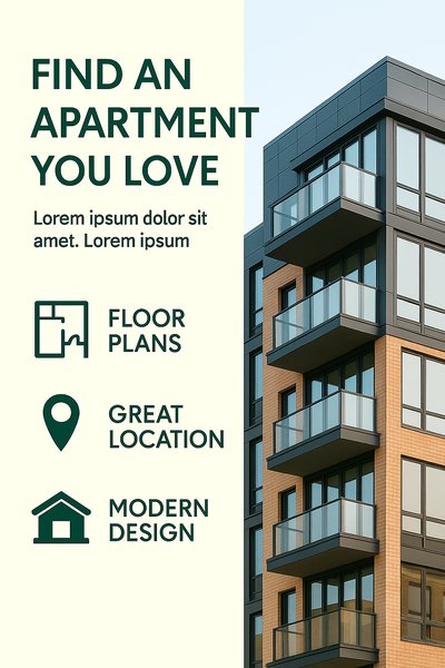 Real Estate Promotion Graphic Highlighting Apartment Features