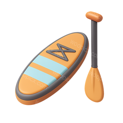 Stylish 3D Paddleboard Icon with Paddle Design
