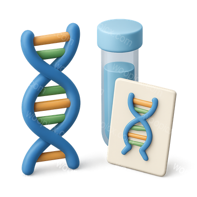 3D DNA Icon with Test Tube and Card Design