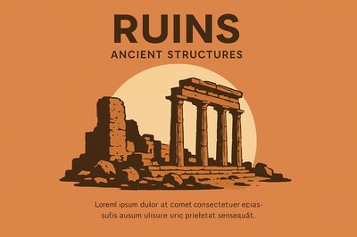 Geometric Ruins: Ancient Structures in Layered Composition