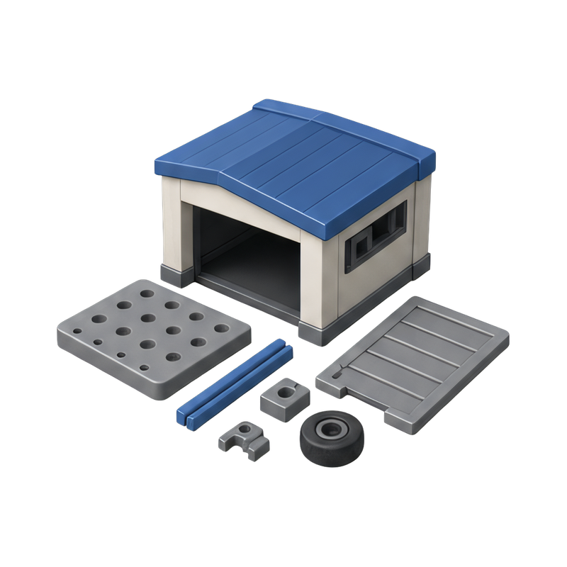 unassembled garage kit parts