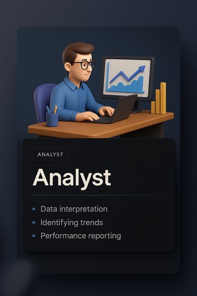 Stylish Web Design Featuring an Analyst with 3D Elements