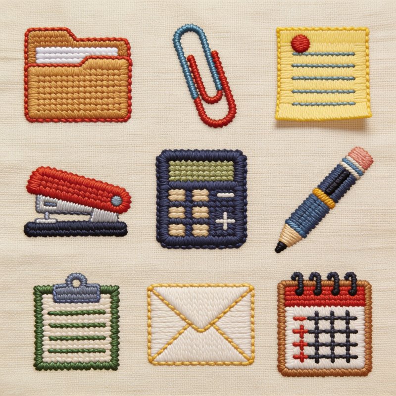 cozy cross-stitch office decor