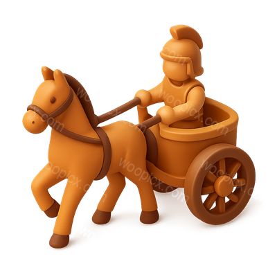 Stylized 3D War Chariot Icon with Charioteer