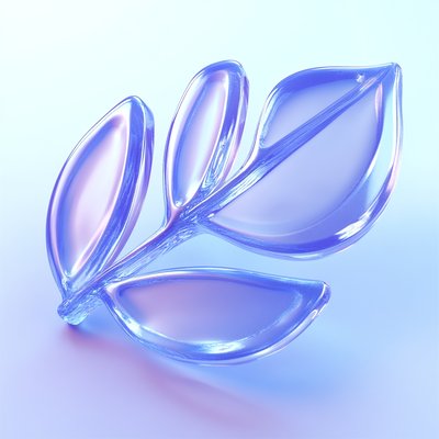 Stylized Glass Leaf Sculpture with Soft Gradient