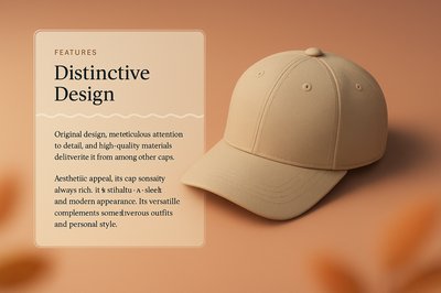 Stylish Cap Flat Lay with Unique Features Description