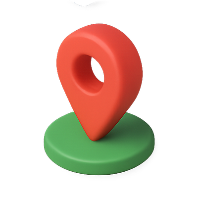 3D Location Pin Icon on Green Base