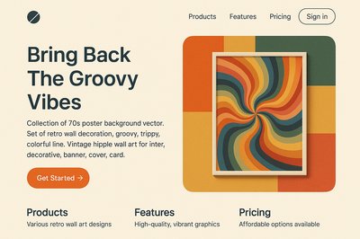 Modern Landing Page Design with Groovy Vintage Aesthetic