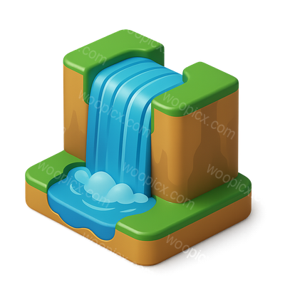 3D Isometric Icon of Victoria Falls Waterfall