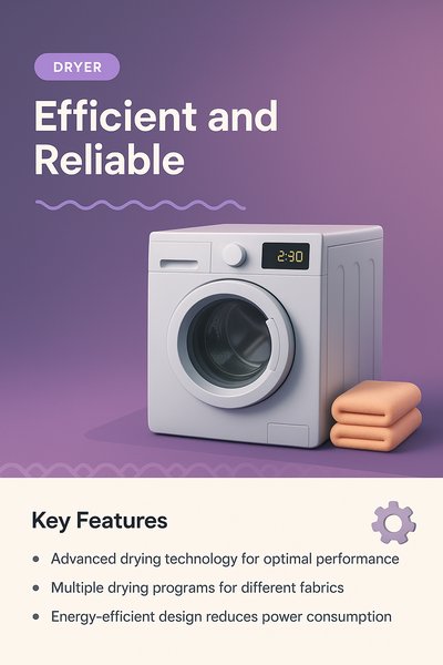 3D Dryer Illustration: Efficient and Reliable Home Appliance