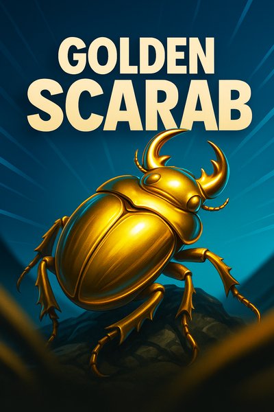 Dynamic Golden Scarab with Bold Typography