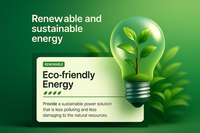Eco-Friendly Lightbulb with Plants on Green Background