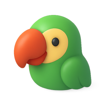 Stylized Cartoon Parrot Character in Bright Colors