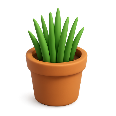 Stylish 3D Potted Plant Icon in Isometric View