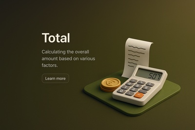 3D Scene Depicting Total Calculation with Realistic Elements