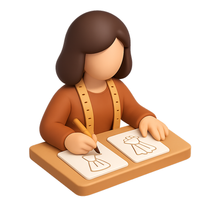 Creative Costume Designer with Sketches in 3D Style