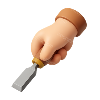 3D Chisel in Hand Icon - Isometric View