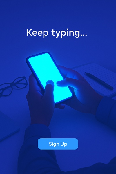 Engaging Interaction with Glowing Phone in Blue Shadow