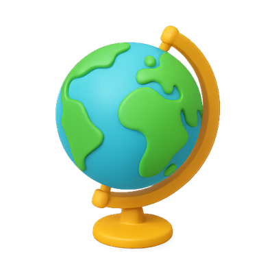 Colorful 3D Globe Illustration for Educational Purposes