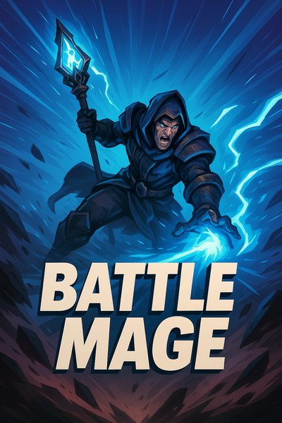 Dynamic Battle Mage Illustration with Electric Energy Effects