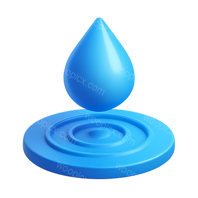 Stylized 3D Water Droplet Icon in Blue