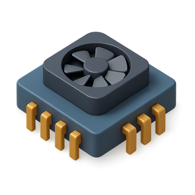 Stylish 3D GPU Icon with Fan Design