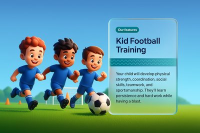 Dynamic Kids Soccer Training Scene on Grass Field