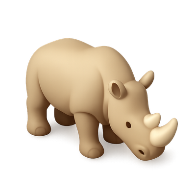 Cute Cartoon Rhinoceros Figure in Soft Colors