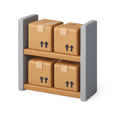 3D Icon of a Storage Rack with Boxes