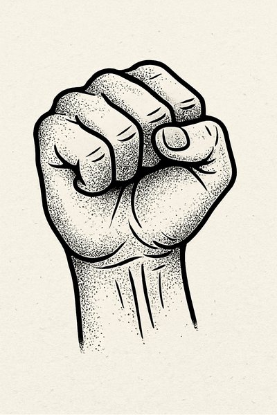 Illustration of a Raised Fist Symbolizing Strength and Resistance