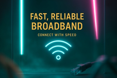 Neon Advertisement for Fast Broadband with Vibrant Colors