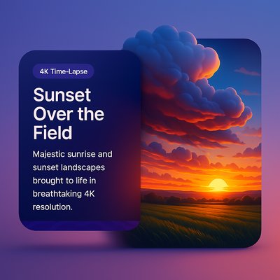 Stunning 4K Sunset Over a Field with Dynamic Clouds