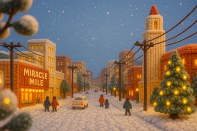 Charming Yarn Holiday Scene at Miracle Mile, Los Angeles