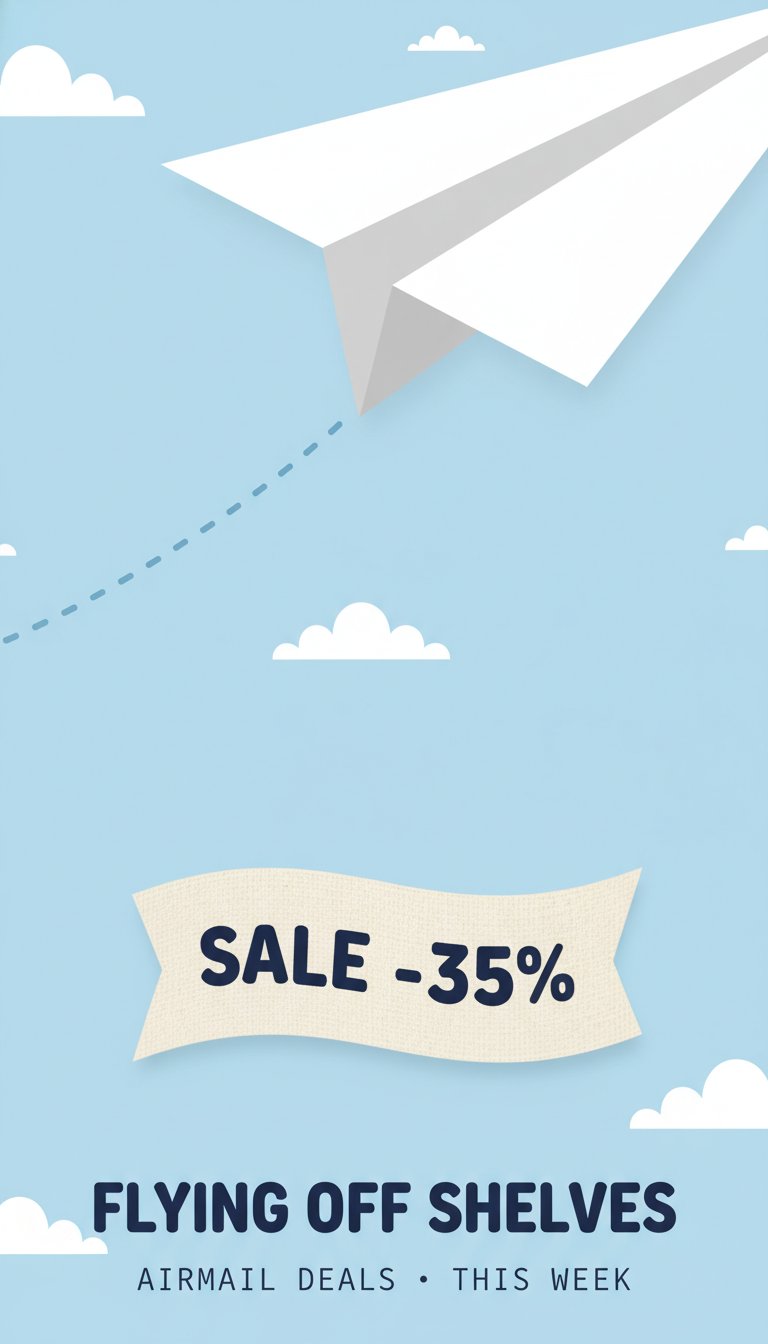 Flying paper airplane sale banner