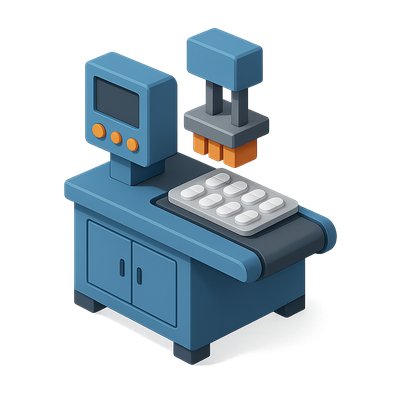 3D Blister Packaging Machine Icon in Isometric View