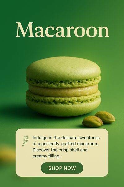 Delicious Green Macaroon Image for Dessert Promotion