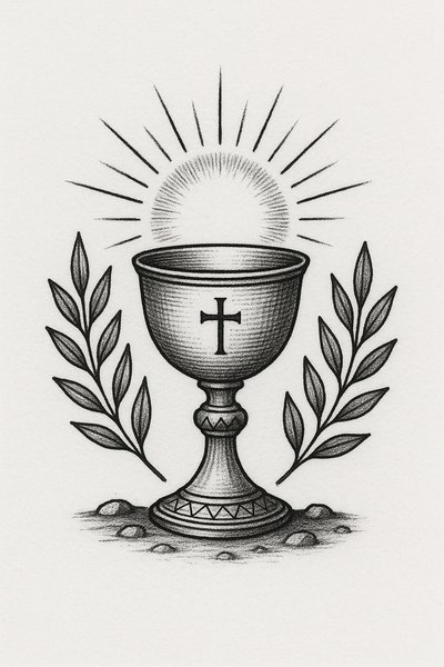 Illustration of a Chalice with Religious Symbolism