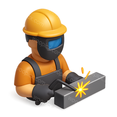 3D Metalworker Icon with Welding Action