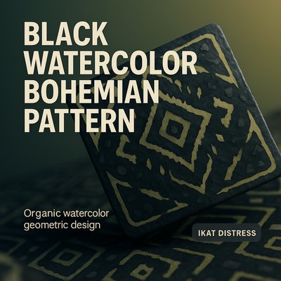 Elegant Black Watercolor Bohemian Pattern Design