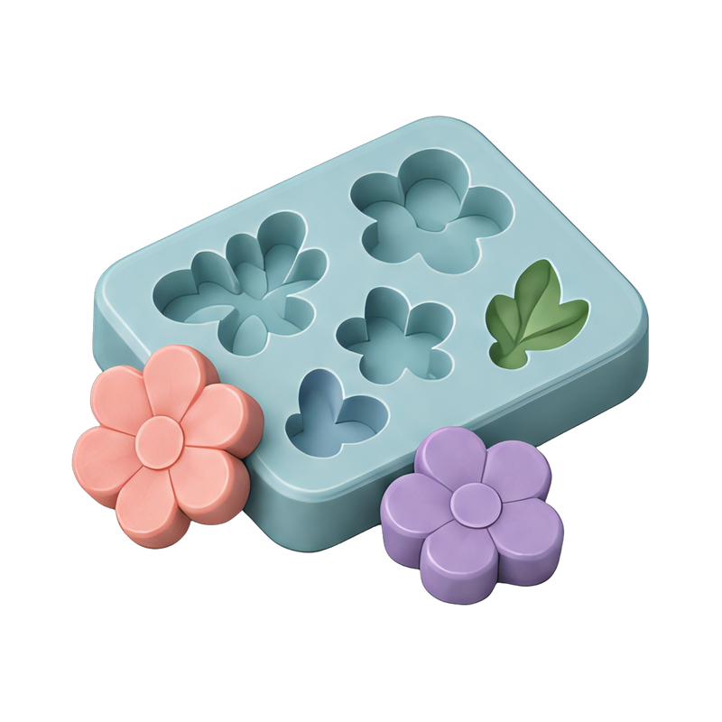 resin mold filled with flowers