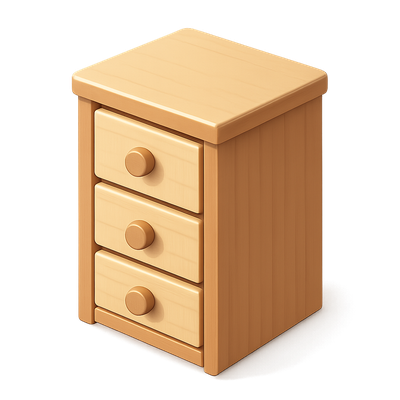 3D Isometric Storage Unit with Three Drawers