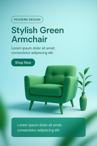 Promotional Image for Modern Green Armchair