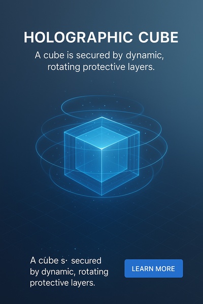 Holographic Cube Illustration with Dynamic Layers