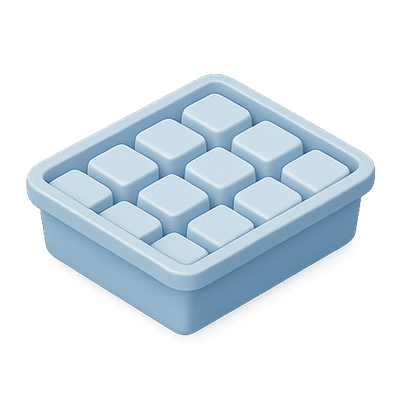 Light Blue Silicone Ice Cube Tray with Cubes