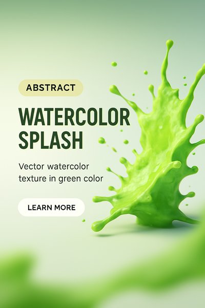 Abstract Watercolor Splash in Green Color - Vector Design