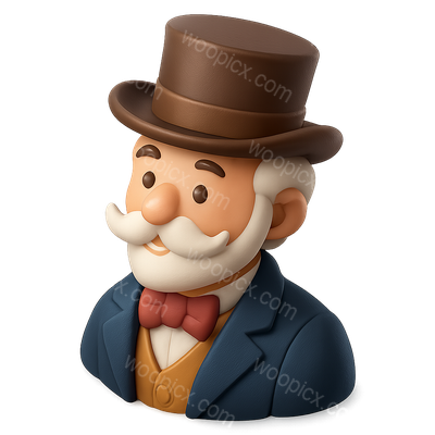 Charming 3D Aristocrat Icon with Isometric View